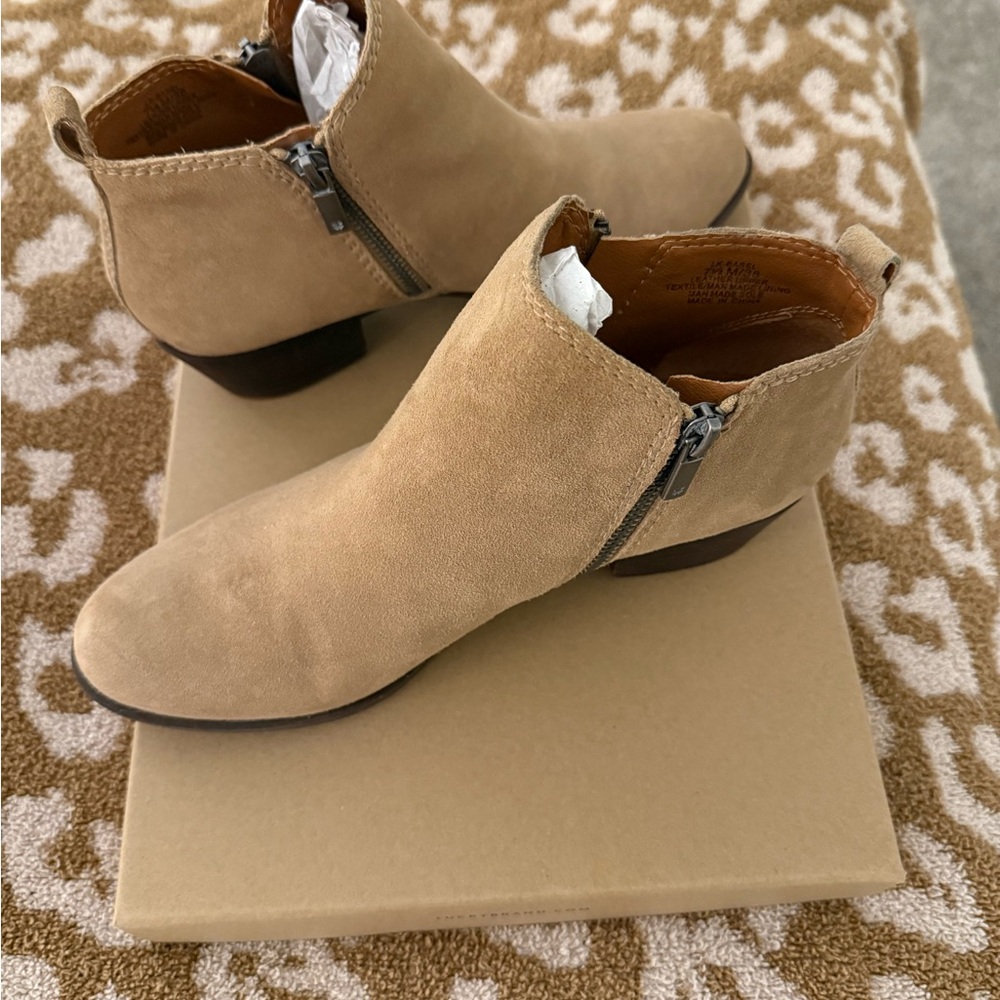 Lucky Brand Beige Suede Ankle Booties
